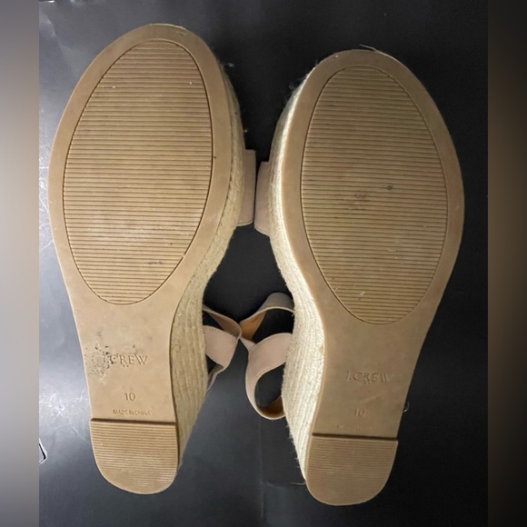 Women’s J CREW Strappy Canvas Espadrille Wedges Size 10 Beige Taupe Tan NWOT - Picture 7 of 8